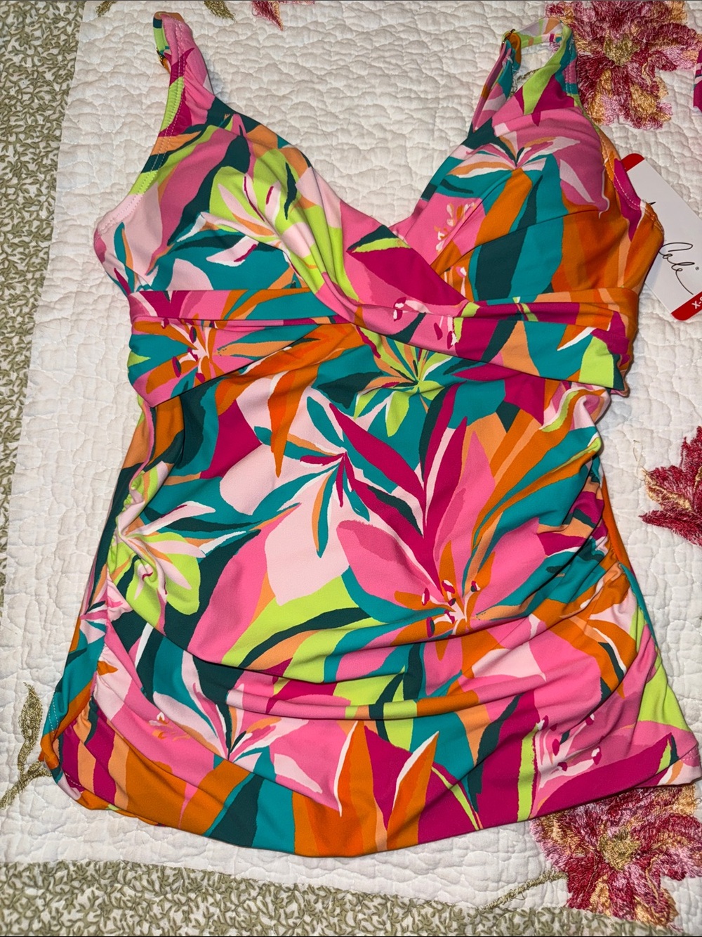 NWT Anne Cole Bright Floral Tankini/Skirt Seim Set - Picture 6 of 7